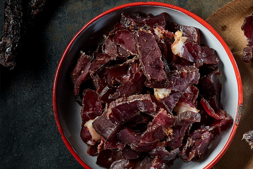 Biltong, een specialiteit uit de Zuid-Afrikaanse keuken.