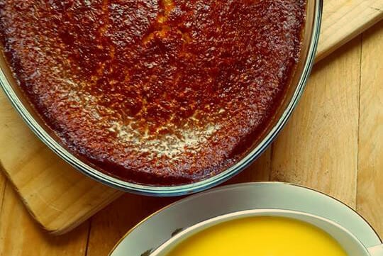 Malva pudding, een specialiteit uit de Zuid-Afrikaanse keuken.