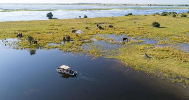 Bateau safari sur la Bande de Caprivi en Namibie